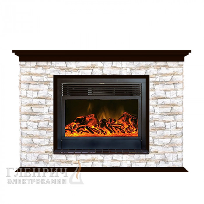 Каминокомплект Пафос 28 Алтай венге - Гленрич [Электрокамин Newflame - Glenrich]
